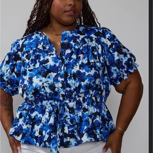 NYYC New York & company Blue Floral Women's Top size L